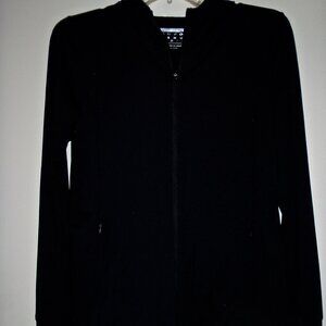 WOMEN'S  YOGA STRETCH BREATHABLE ZIPPERED HOODED JACKET BLACK SIZE S